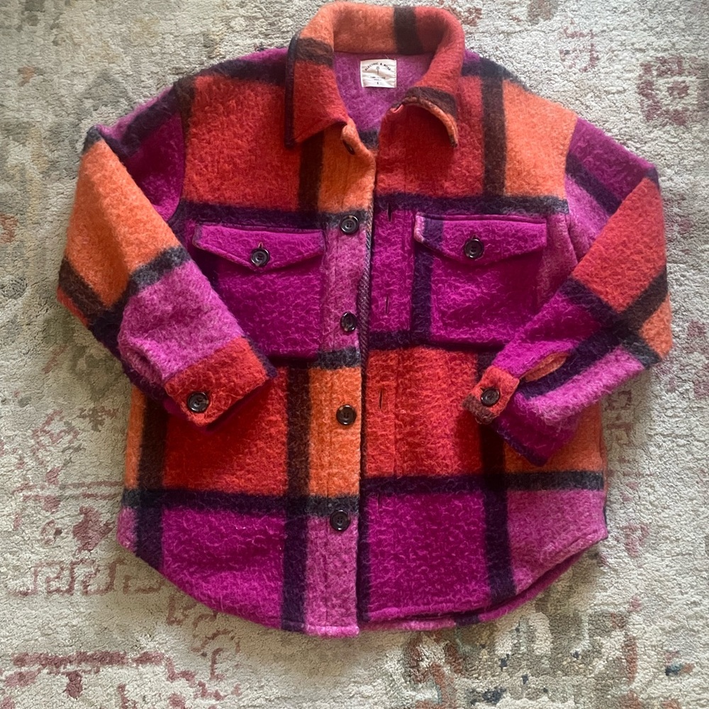 Electric & Rose Scout Jacket in Plaid Magenta/Orange/Smoke Sz Small - Picture 2 of 6
